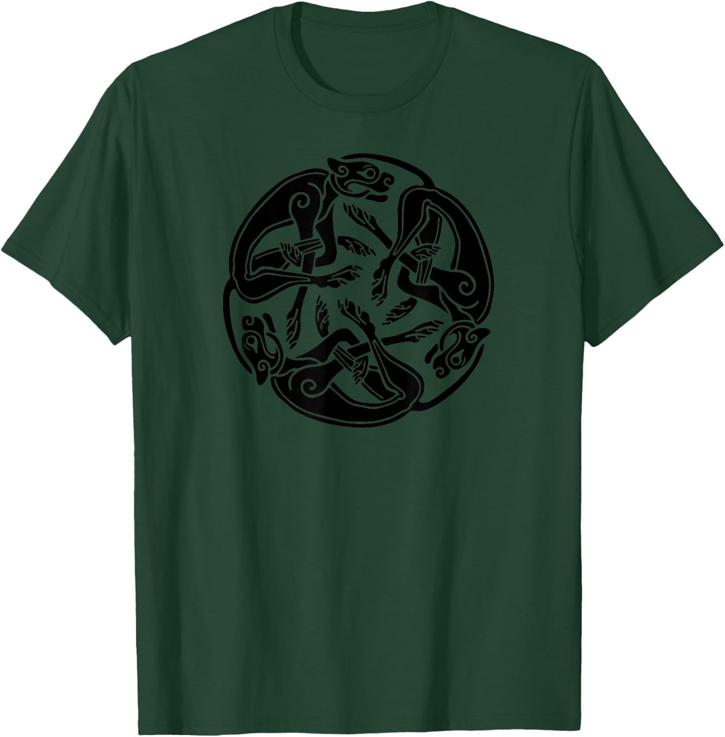Celtic Book of Kells Trinity Hounds T-Shirt - T-Shirt | Forest