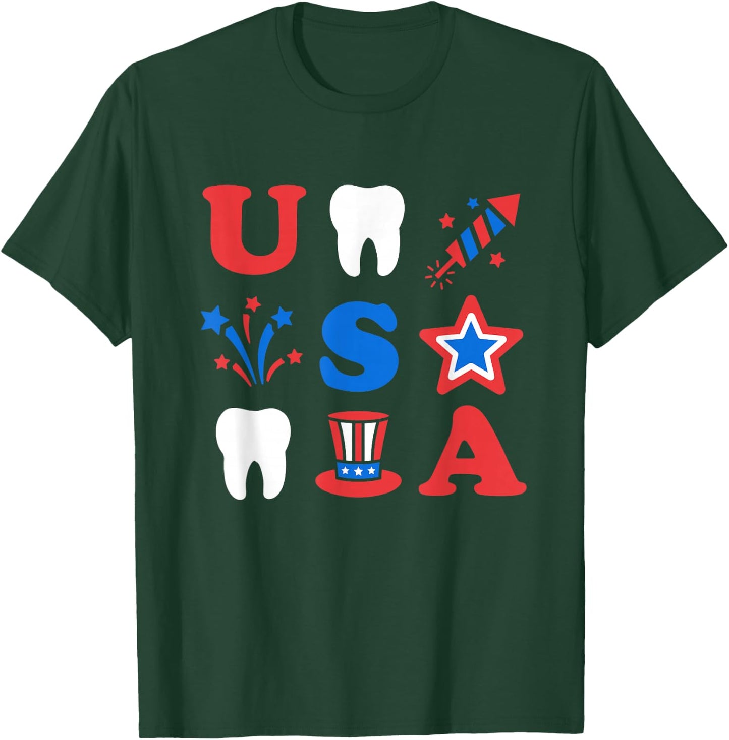 4th of July dental patriotic Memorial Day USA T-Shirt - T-Shirt | Forest