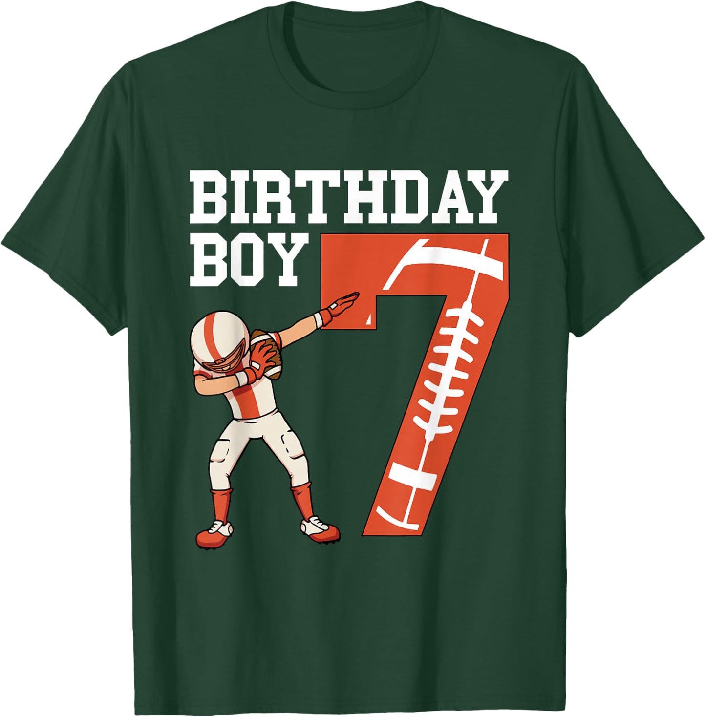 7 Years Old Boy Football Player 7th Football Birthday Boys T-Shirt - T-Shirt | Forest