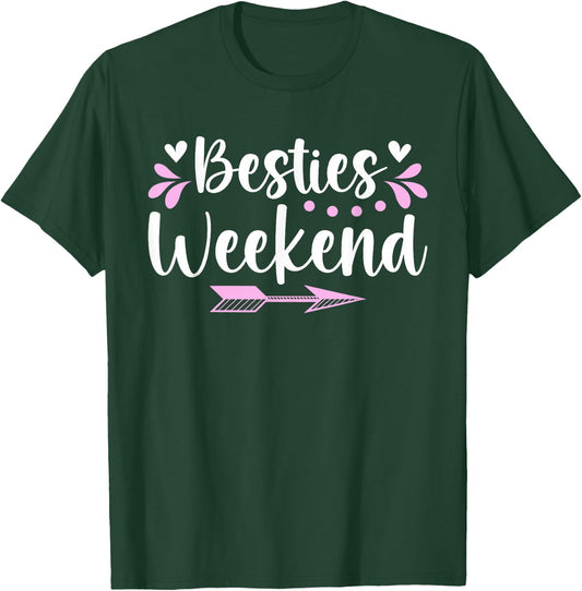 Besties Weekend Hearts Best Friend Weekend Trip T-Shirt - T-Shirt | Forest