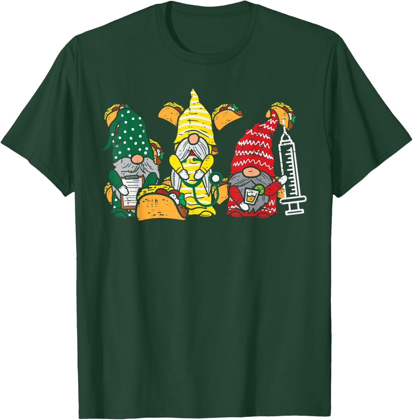 Mexican Gnomes Nurse Cinco De Mayo Nurse Women Scrub Top T-Shirt - T-Shirt | Forest