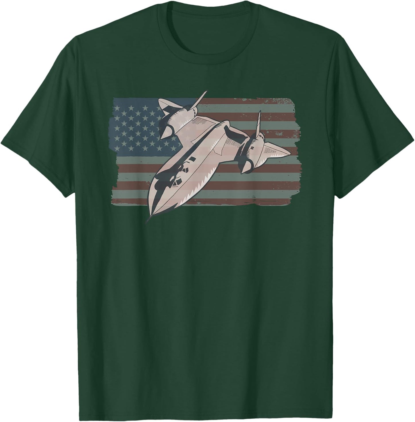 Military Aircraft SR-71 Blackbird USAF Pilot US Flag T-Shirt - T-Shirt | Forest