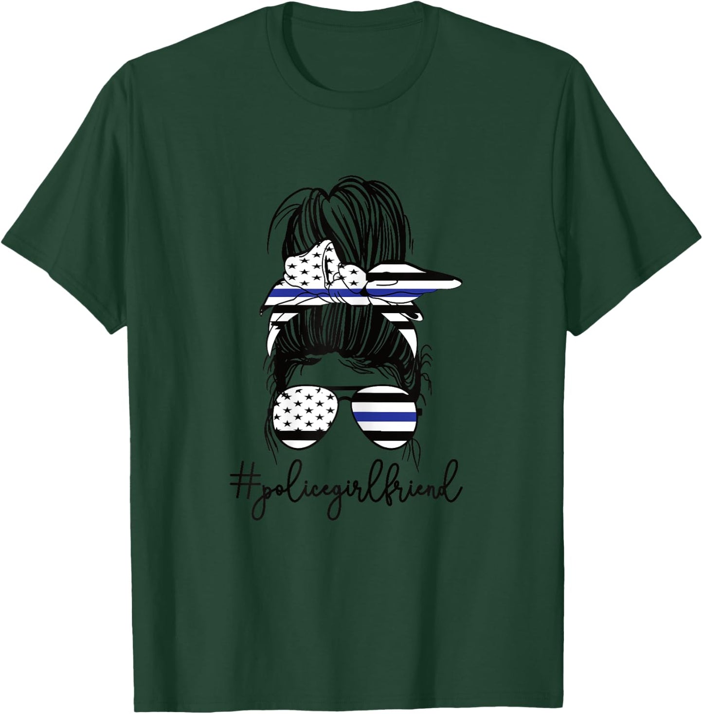 Funny Police Girlfriend Police Officer Girlfriend Blue Line T-Shirt - T-Shirt | Forest