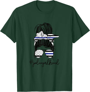 Funny Police Girlfriend Police Officer Girlfriend Blue Line T-Shirt - T-Shirt | Forest