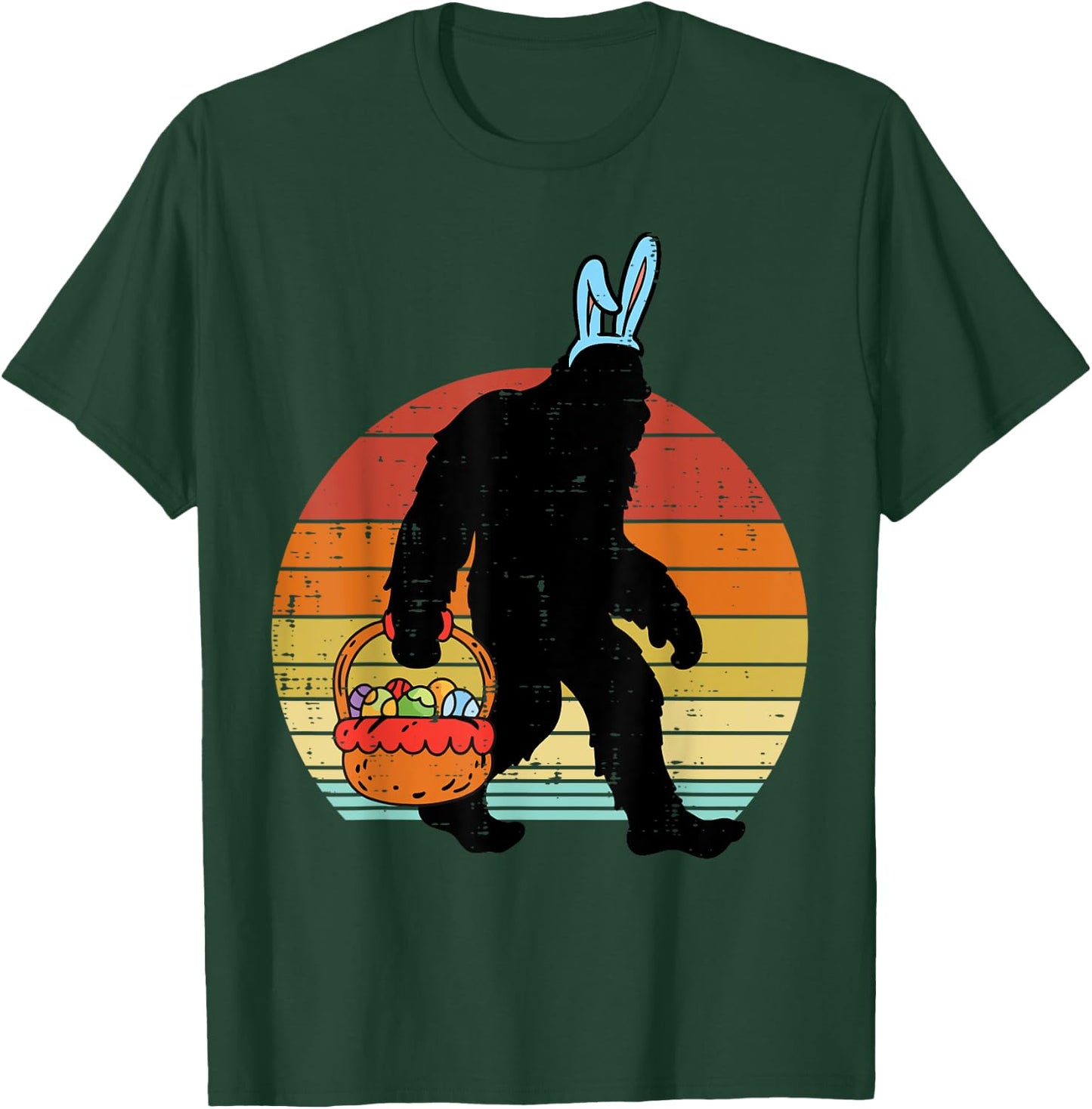 Bigfoot Sasquatch Bunny Easter Eggs Retro Men Women Kids T-Shirt - T-Shirt | Forest
