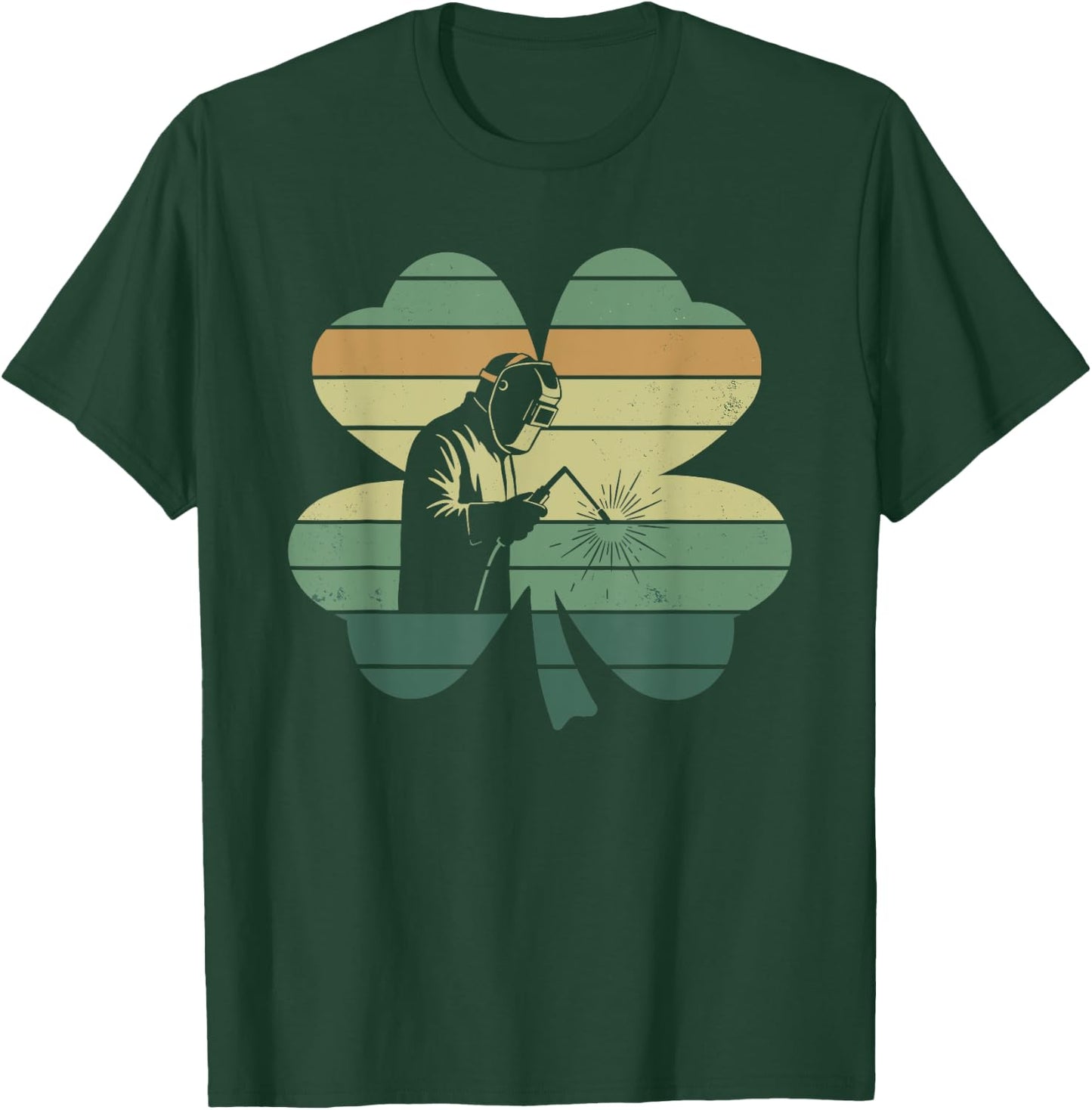 Retro Welding Welder Shamrock Patricks Day Kids T-Shirt - T-Shirt | Forest