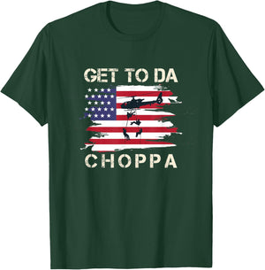 Get To Da Choppa Funny Retro T-Shirt - T-Shirt | Forest