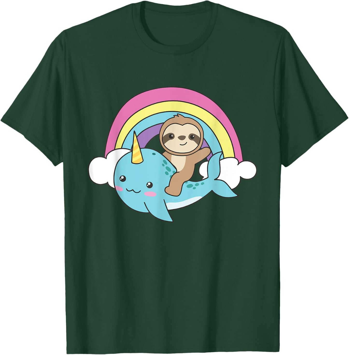 Narwhal Cute Sloth Ocean Unicorn Kawaii Narwhals T-Shirt - T-Shirt | Forest
