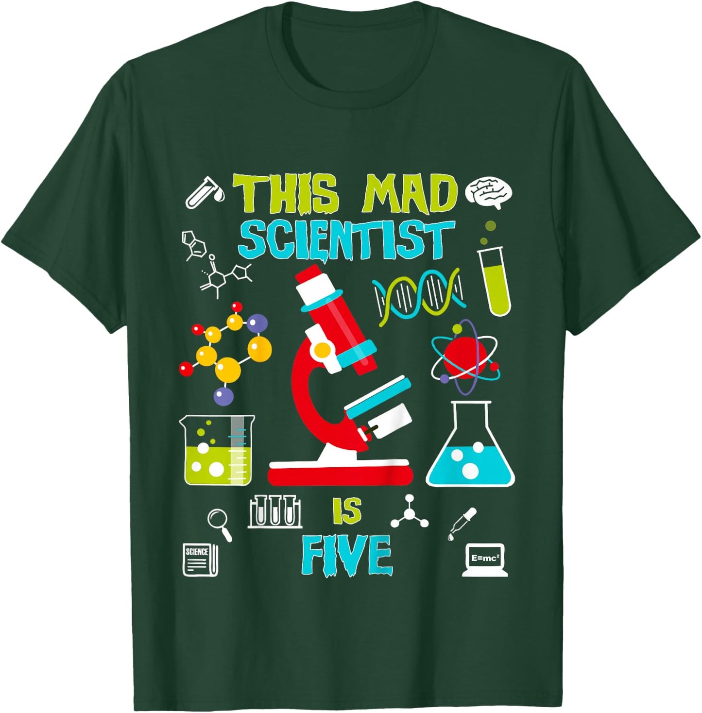 Mad Scientist Party Birthday Gift 5 Year Old T-Shirt - T-Shirt | Forest