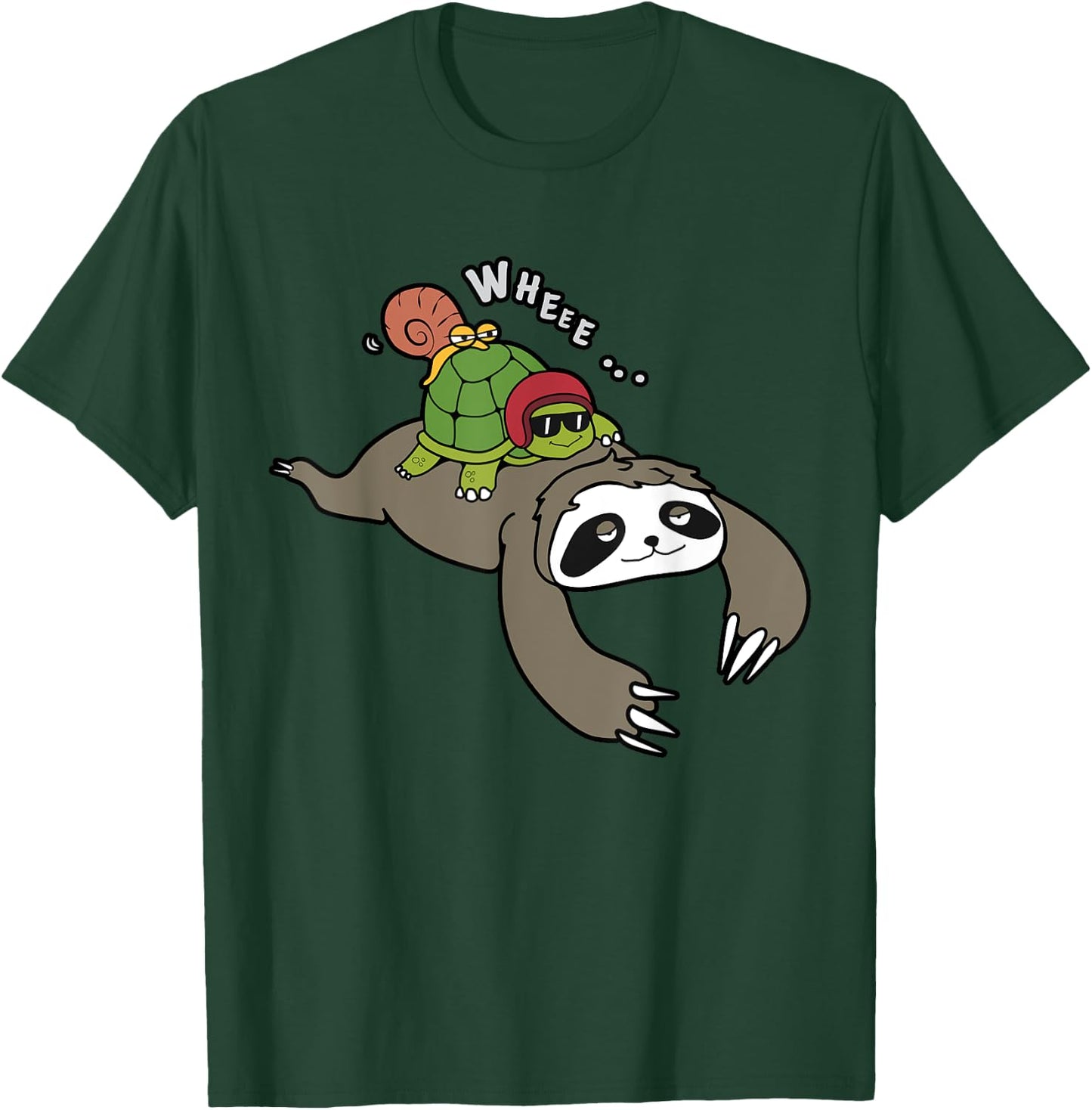Sloth, Turtle And Snail Piggyback Take It Slow Shirt T-Shirt - T-Shirt | Forest