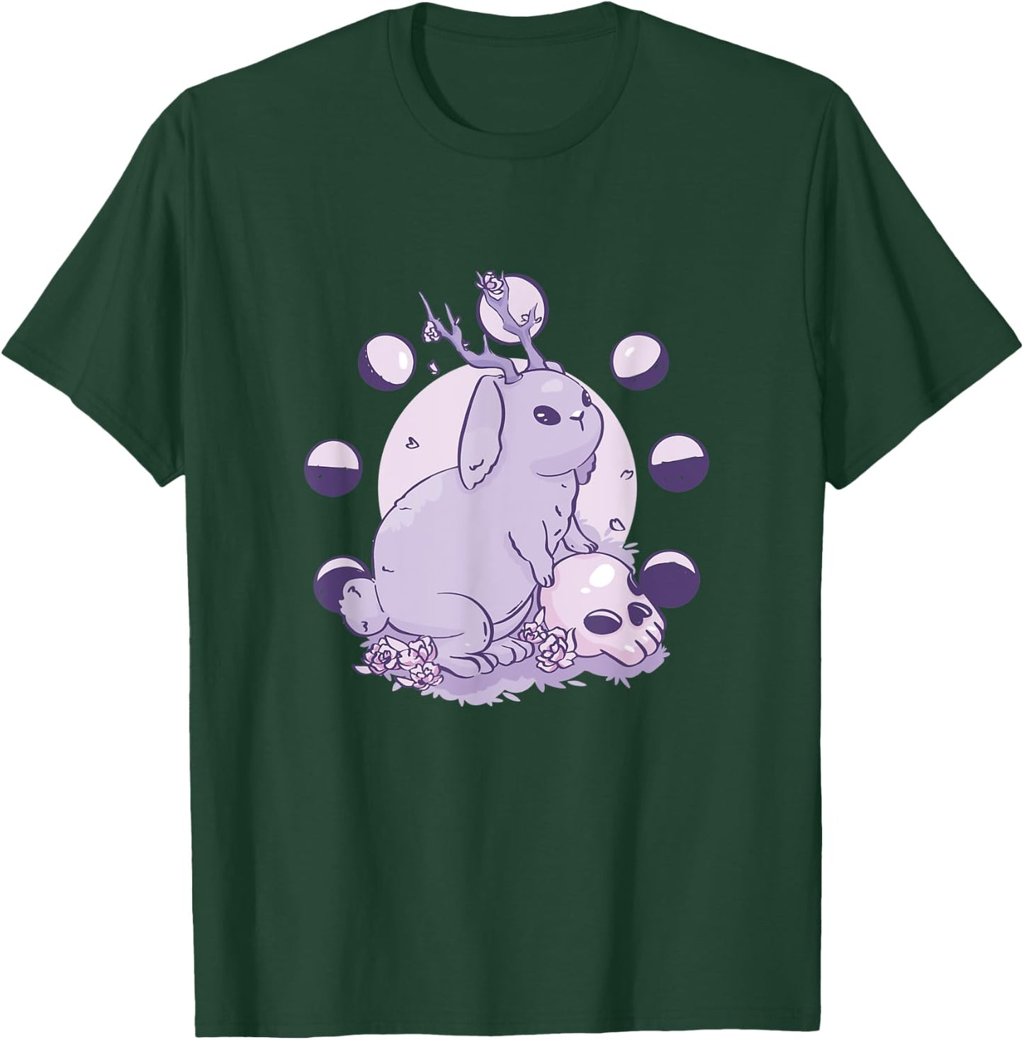 Occult moon phases deer rabbit myth skull T-Shirt - T-Shirt | Forest