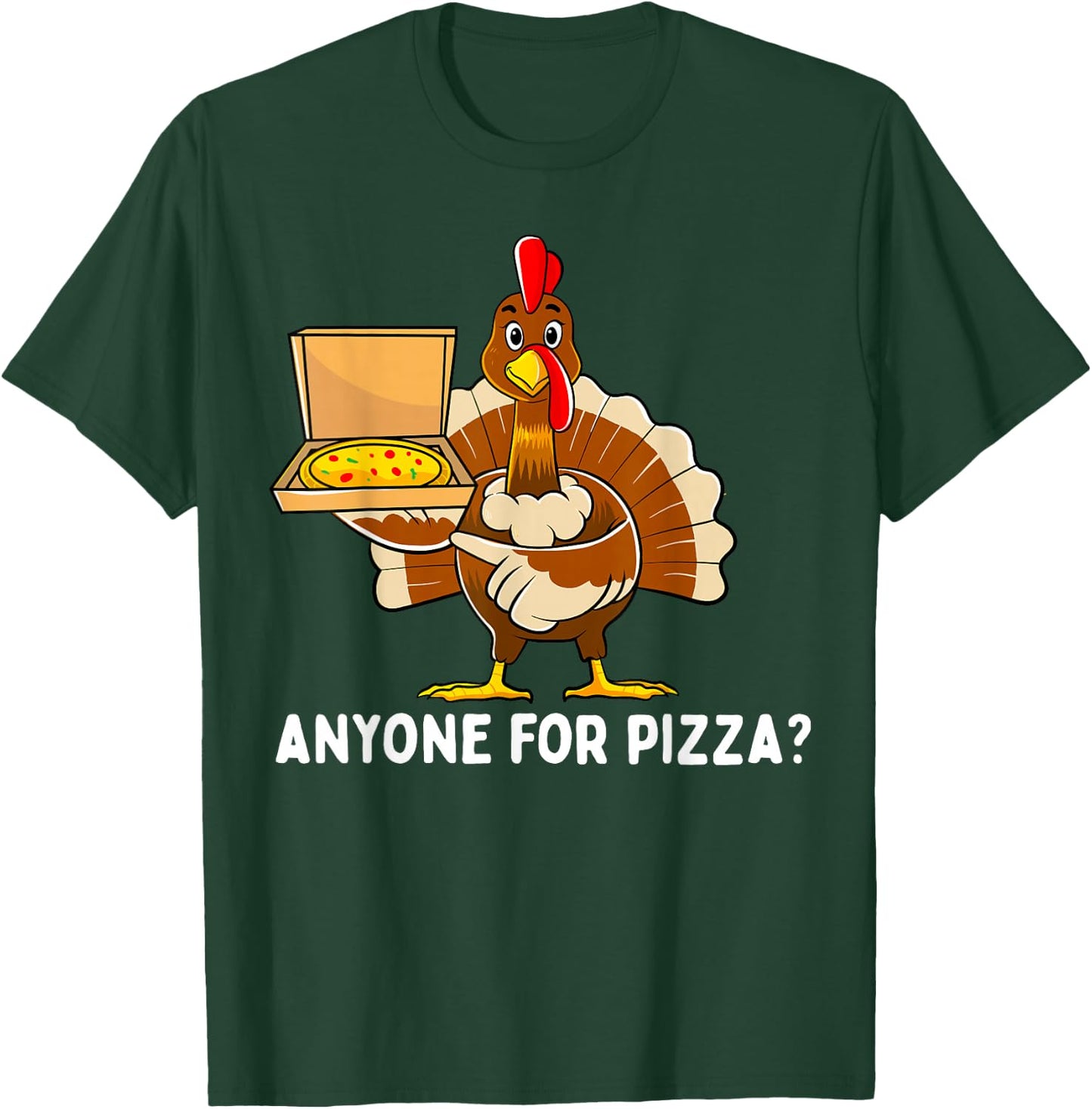 Funny Thanksgiving Turkey Pizza Men Kids Boys Gift T-Shirt - T-Shirt | Forest