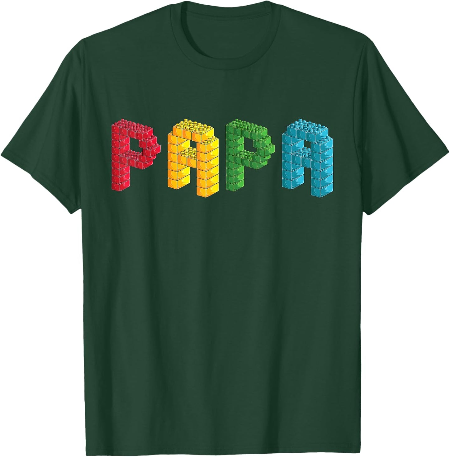 Papa Master Builder Building Bricks Blocks Family Set T-Shirt - T-Shirt | Forest