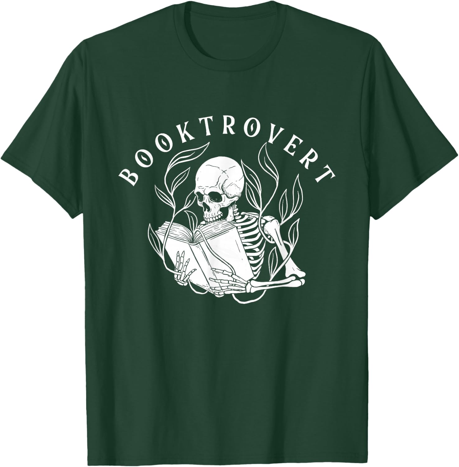 Booktrovert - Skeleton Book Lover Bookish Bookworm Reading T-Shirt - T-Shirt | Forest