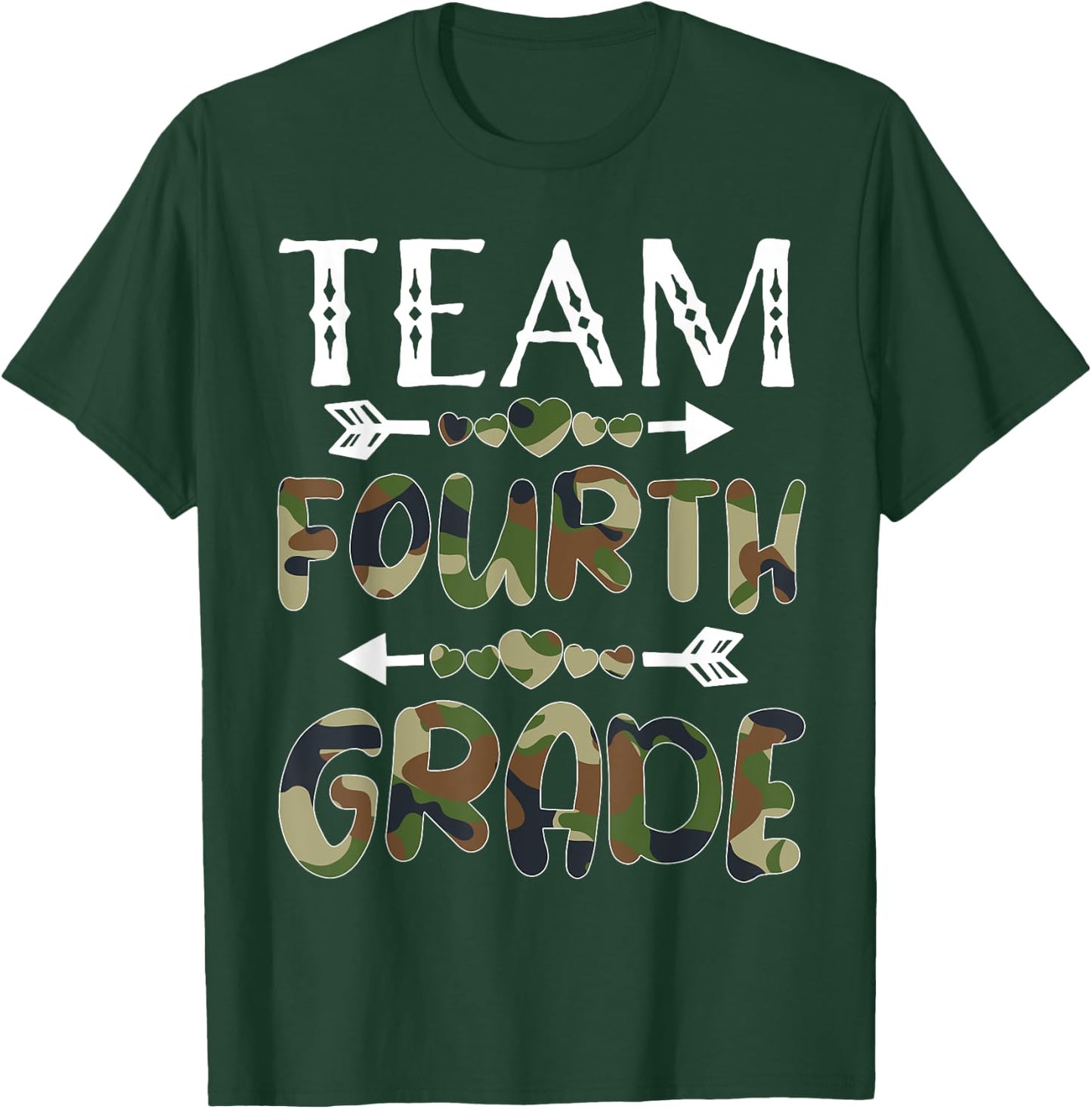 Team Fourth Grade Back To School 1st Day Camo Teachers Men Women Girls Kids T-Shirt - T-Shirt | Forest