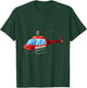 Kids Watercolor Red Helicopter Plane Construction T-Shirt - T-Shirt | Forest