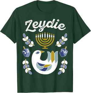 Matching Family Hanukkah Pajama Top Dreidel & Menorah Zeydie T-Shirt - T-Shirt | Forest