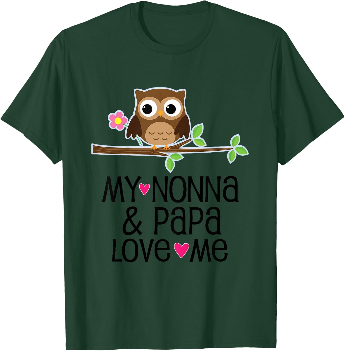 Kids My Nonna and Papa Love Me Grandchild Owl T-Shirt - T-Shirt | Forest