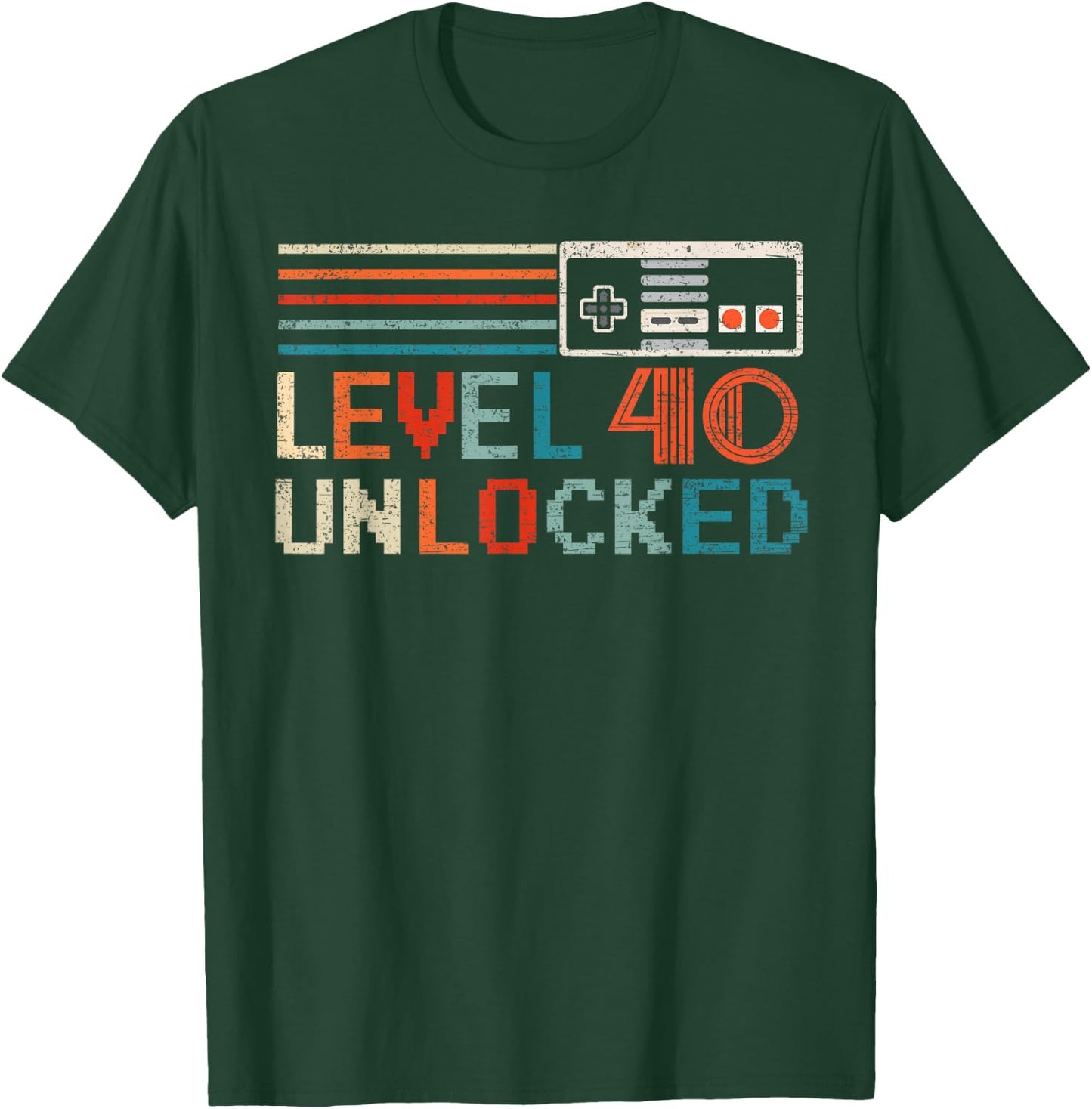 Unlocked Level 40 Birthday Boy Video Game Controller T-Shirt - T-Shirt | Forest