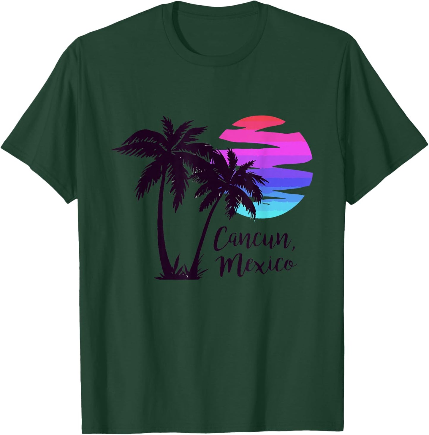 Cancun Mexico Beach Summer Vacation Palm Trees Sunset T-Shirt - T-Shirt | Forest