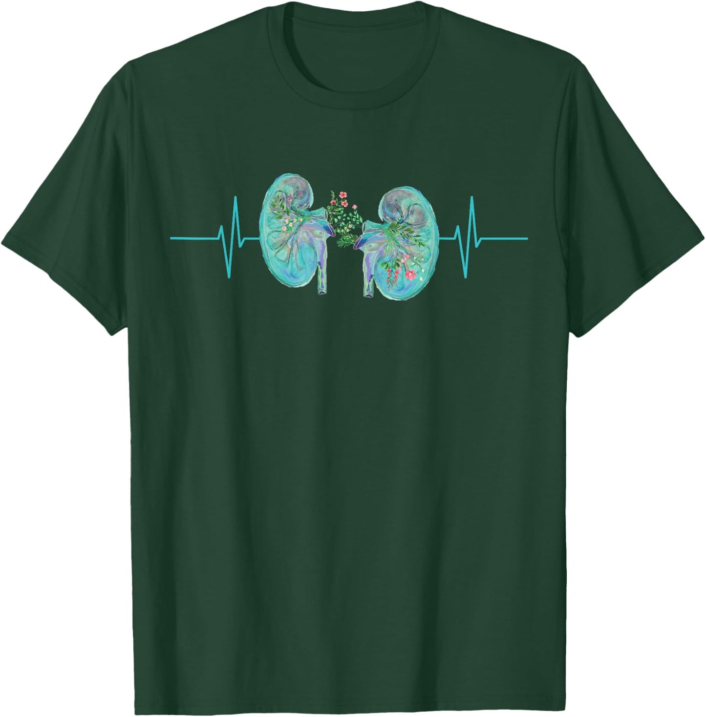 Nephrology Nurse Dialysis Technician Kidney Heartbeat RN T-Shirt - T-Shirt | Forest