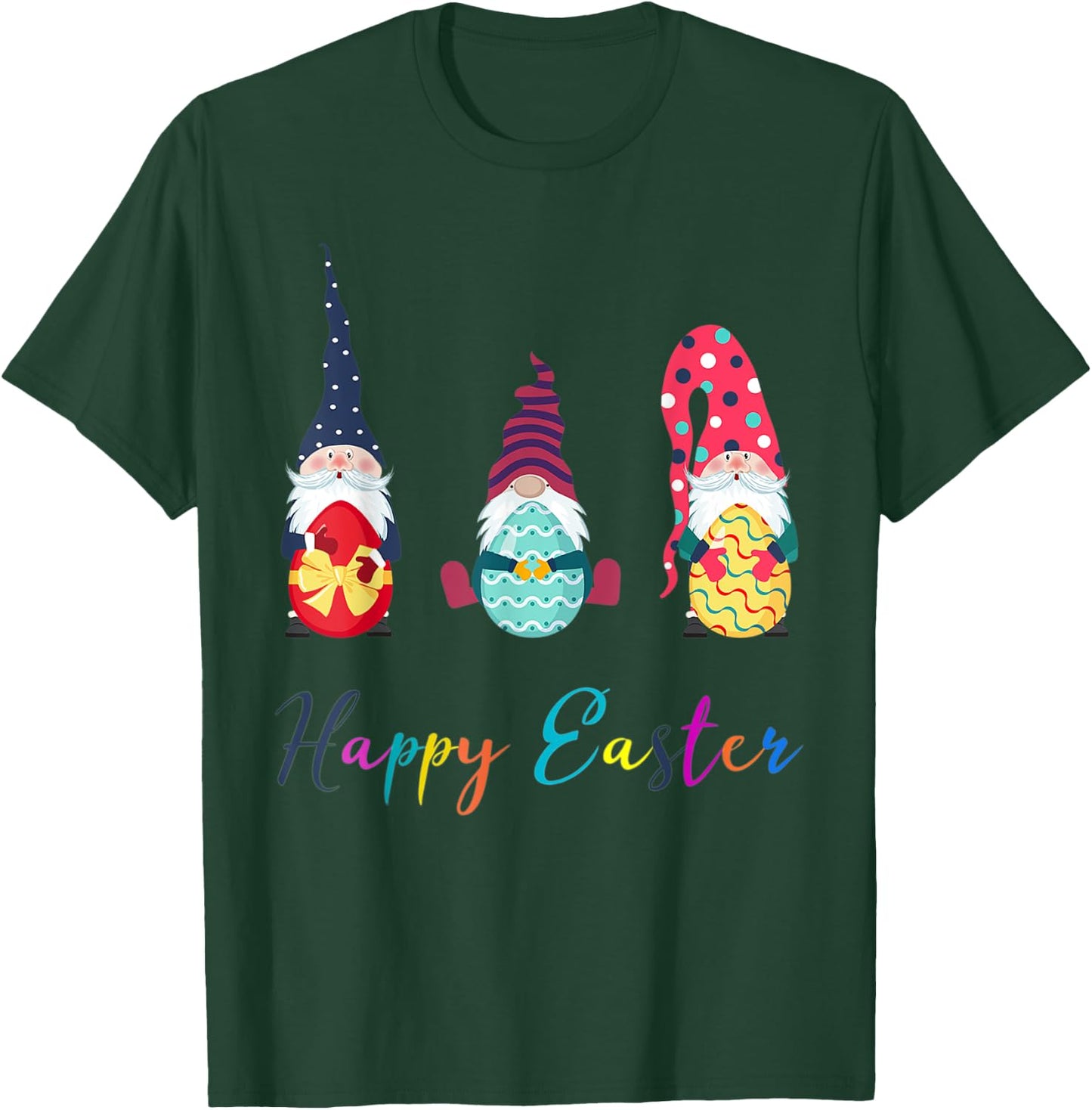 Bunny Egg Spring Girls Cute Gnome Easter Day T-Shirt - T-Shirt | Forest