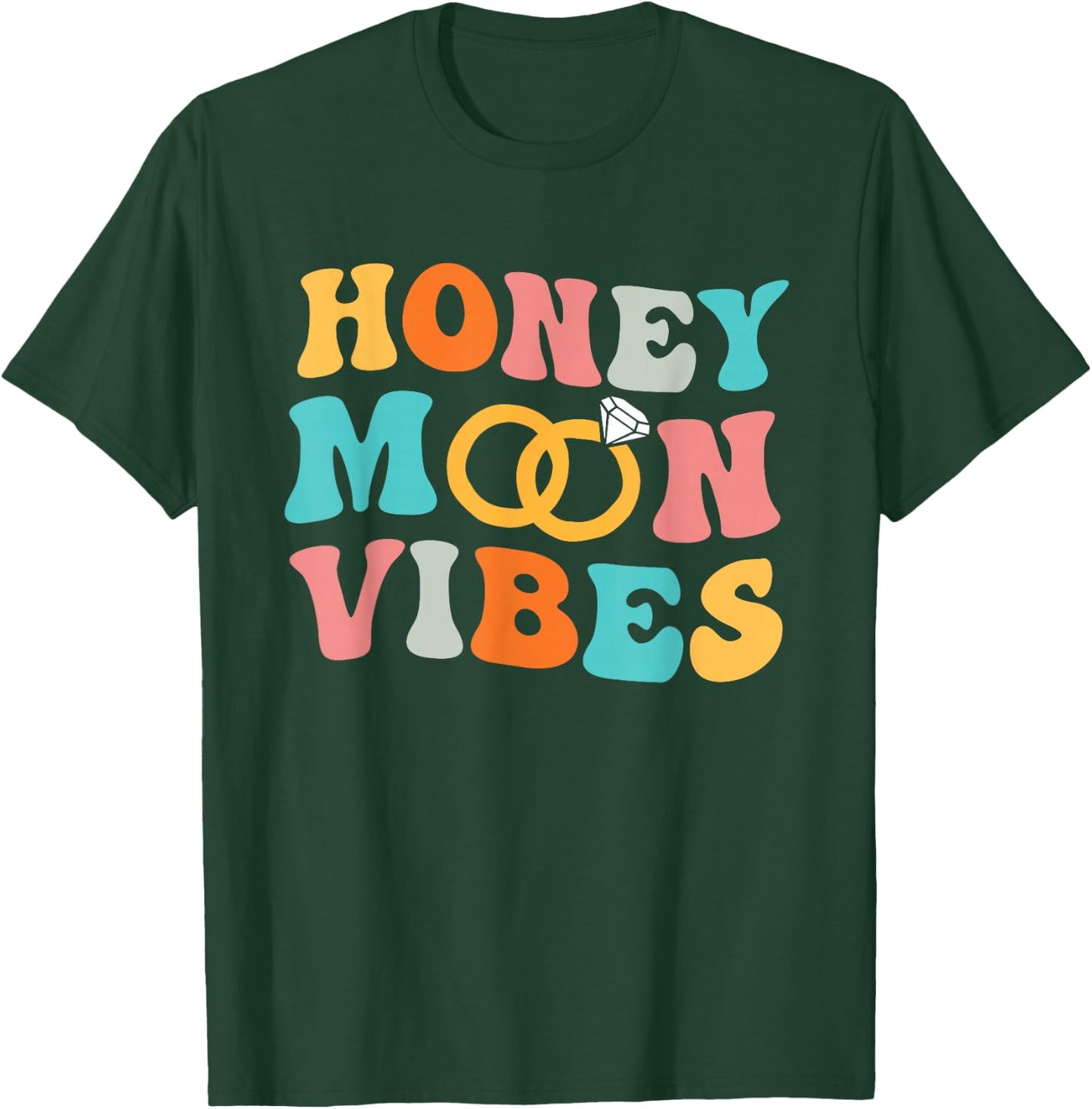 Honeymoon Vibes Retro Groovy Vintage Just Married Couple T-Shirt - T-Shirt | Forest