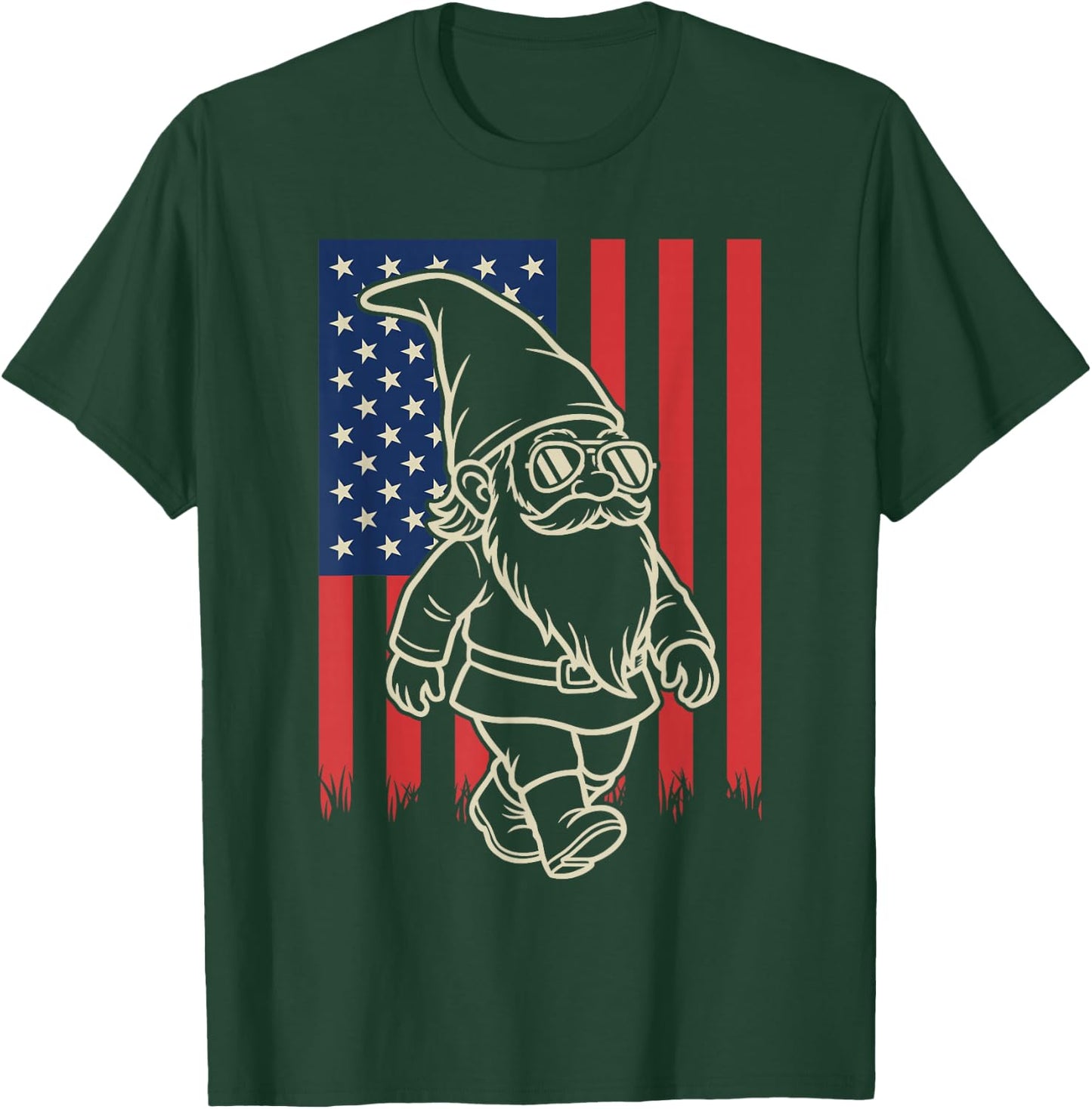 Funny Garden Gnome Lover Gardening 4th of July T-Shirt - T-Shirt | Forest