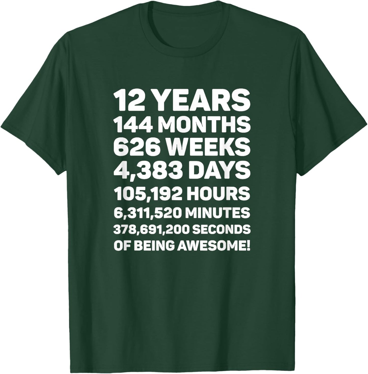 12th Birthday Shirt Gift 12 Year Old, 12 Years Awesome T-Shirt - T-Shirt | Forest