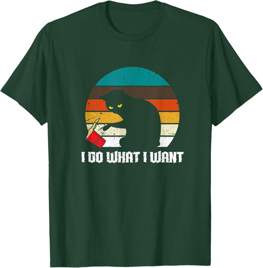 I Do What I Want Black Owner Cat Vintage Pet design design Women T-Shirt - T-Shirt | Forest