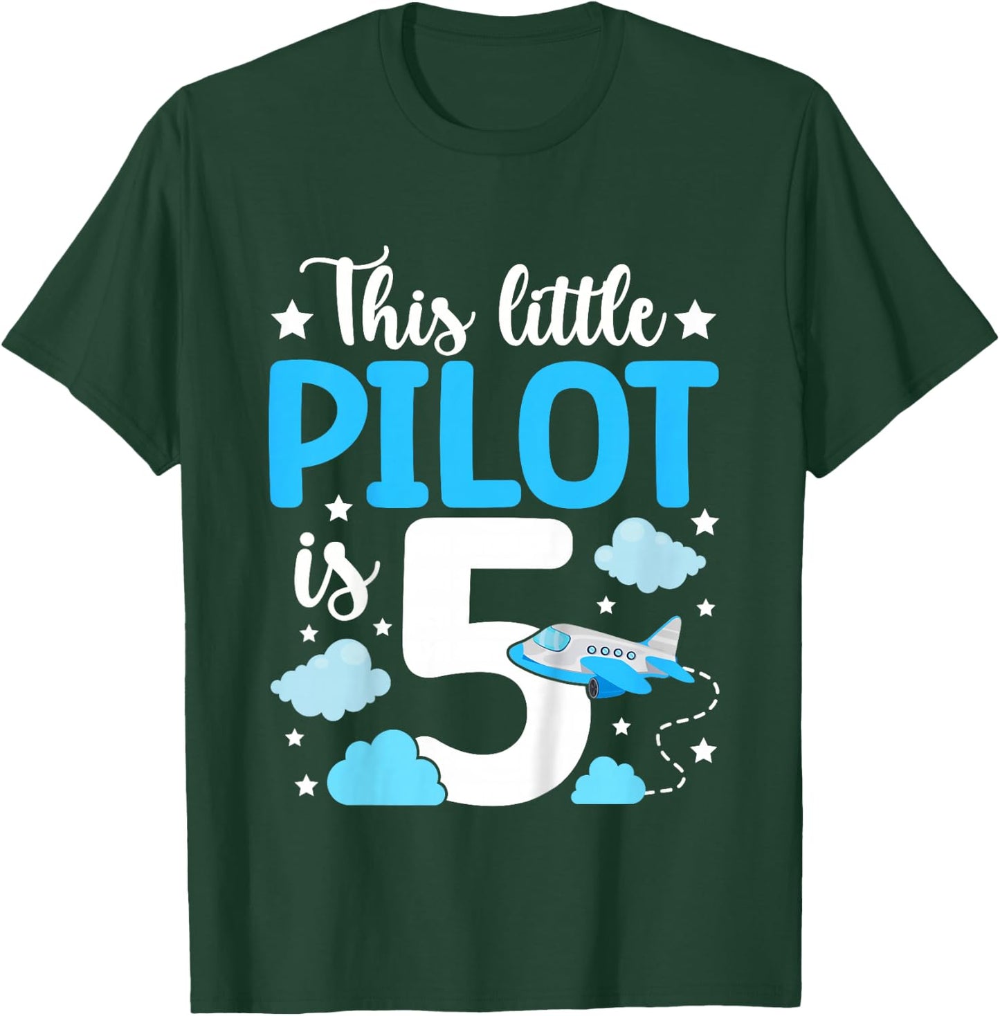 This little Pilot is 5 Airplane 5th Birthday T-Shirt - T-Shirt | Forest
