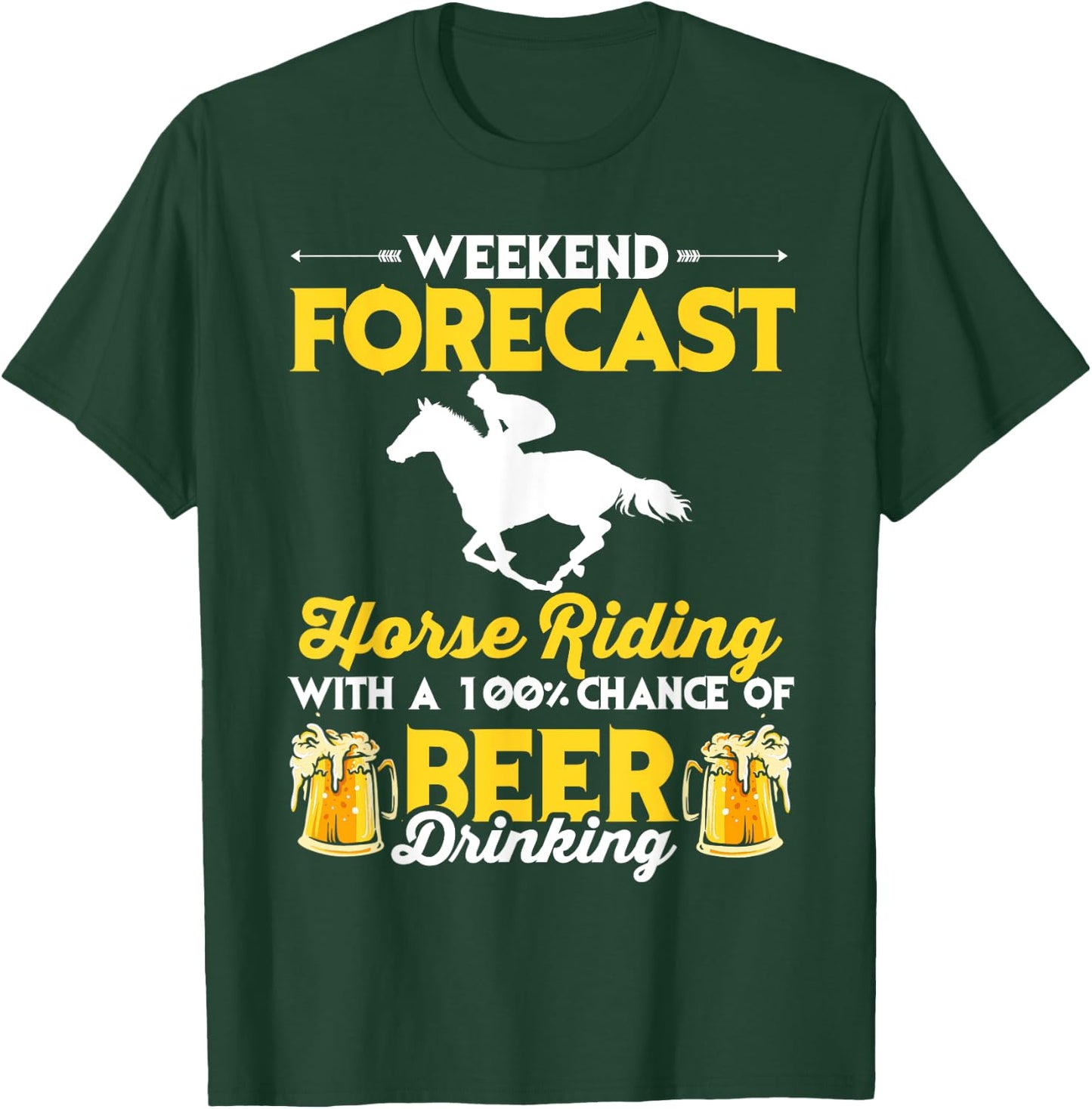 Funny Horse and Beer Lover Graphic and Men Horse T-Shirt - T-Shirt | Forest