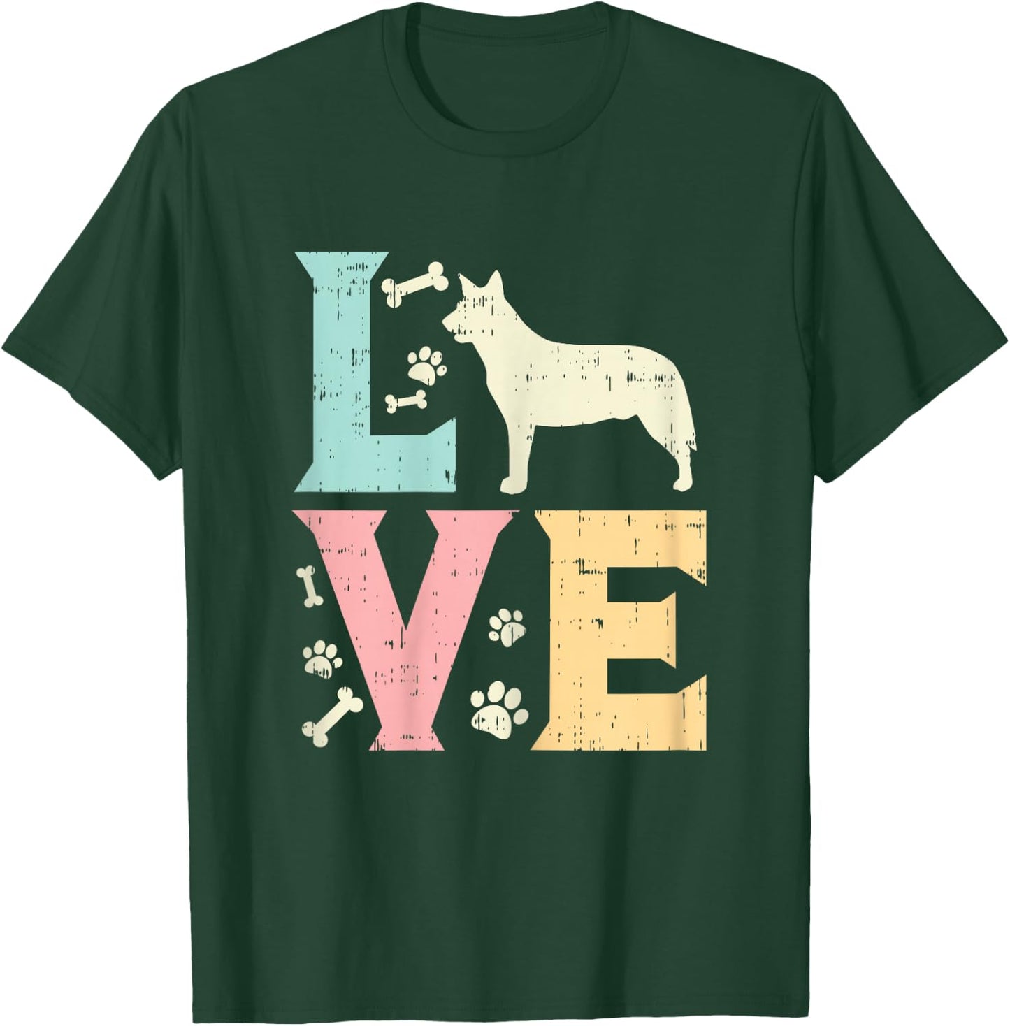 Love Heeler Animal Pet Blue Red Cattle Dog Girls Women Gift T-Shirt - T-Shirt | Forest