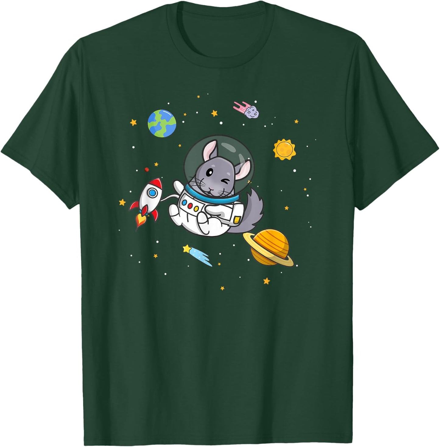 Cute Kawaii Space Kids Boys & Girls Pet Chinchilla Lover T-Shirt - T-Shirt | Forest