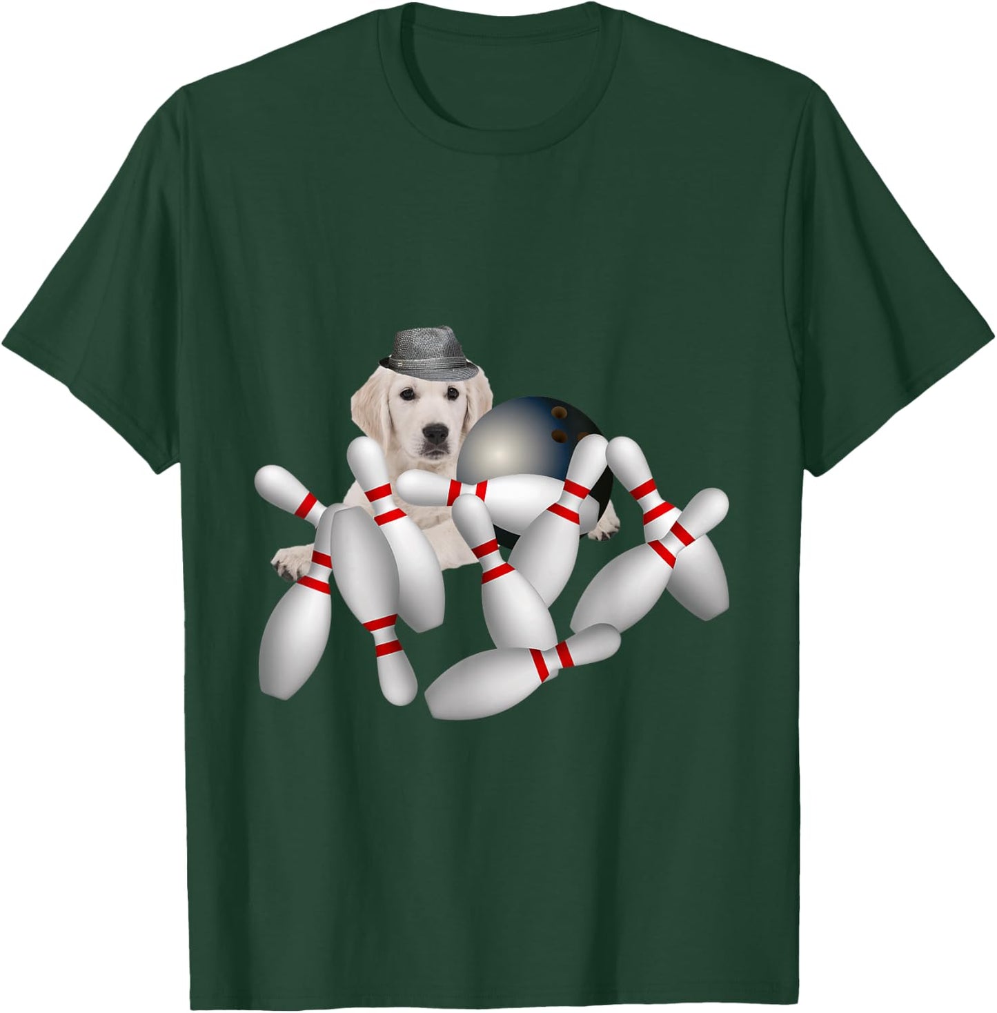 Golden Retriever Dog Dogs Pin Bowling, Funny Cute T-Shirt - T-Shirt | Forest