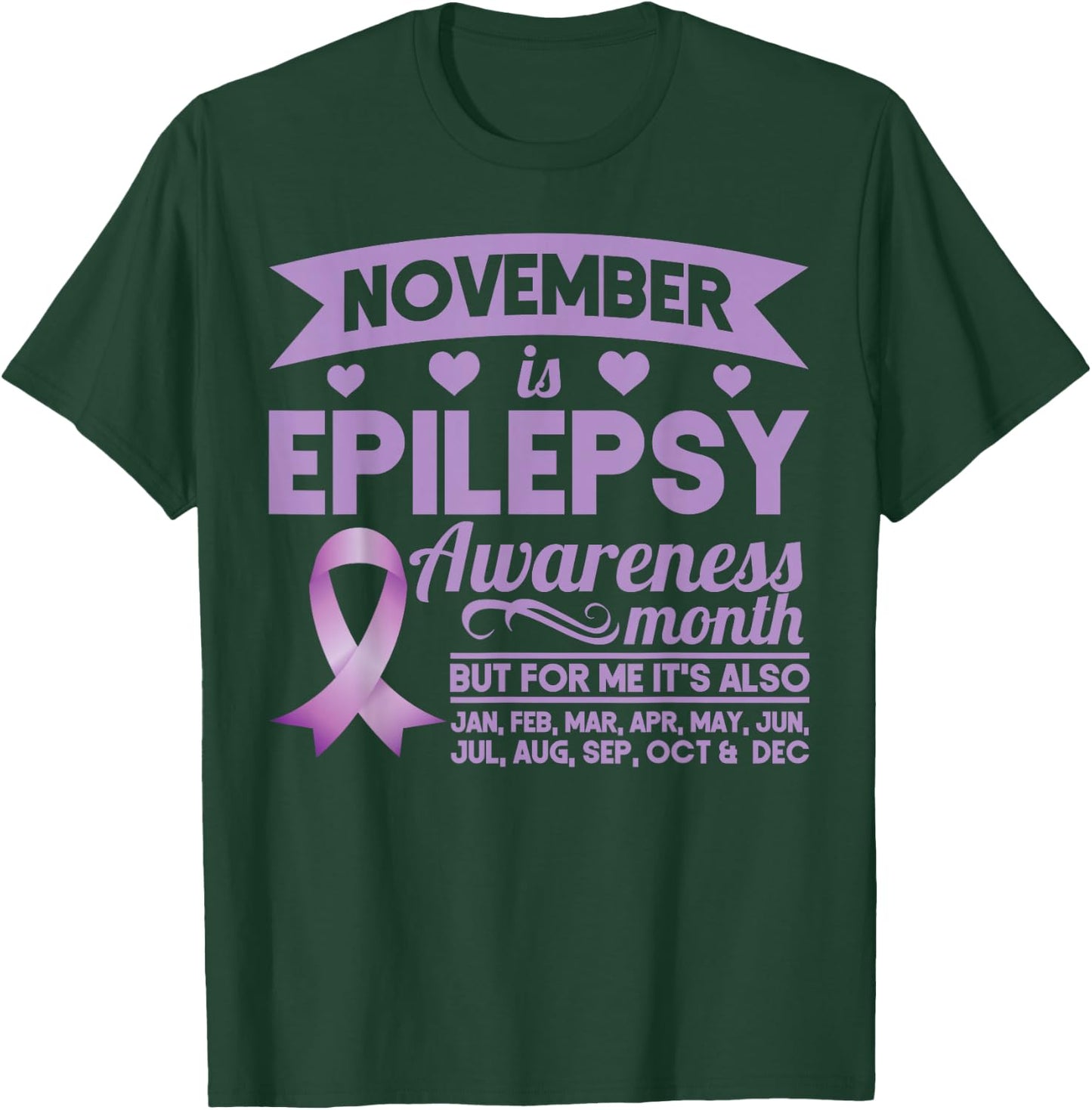 November Is Epilepsy Awareness Month Ribbon T-Shirt - T-Shirt | Forest
