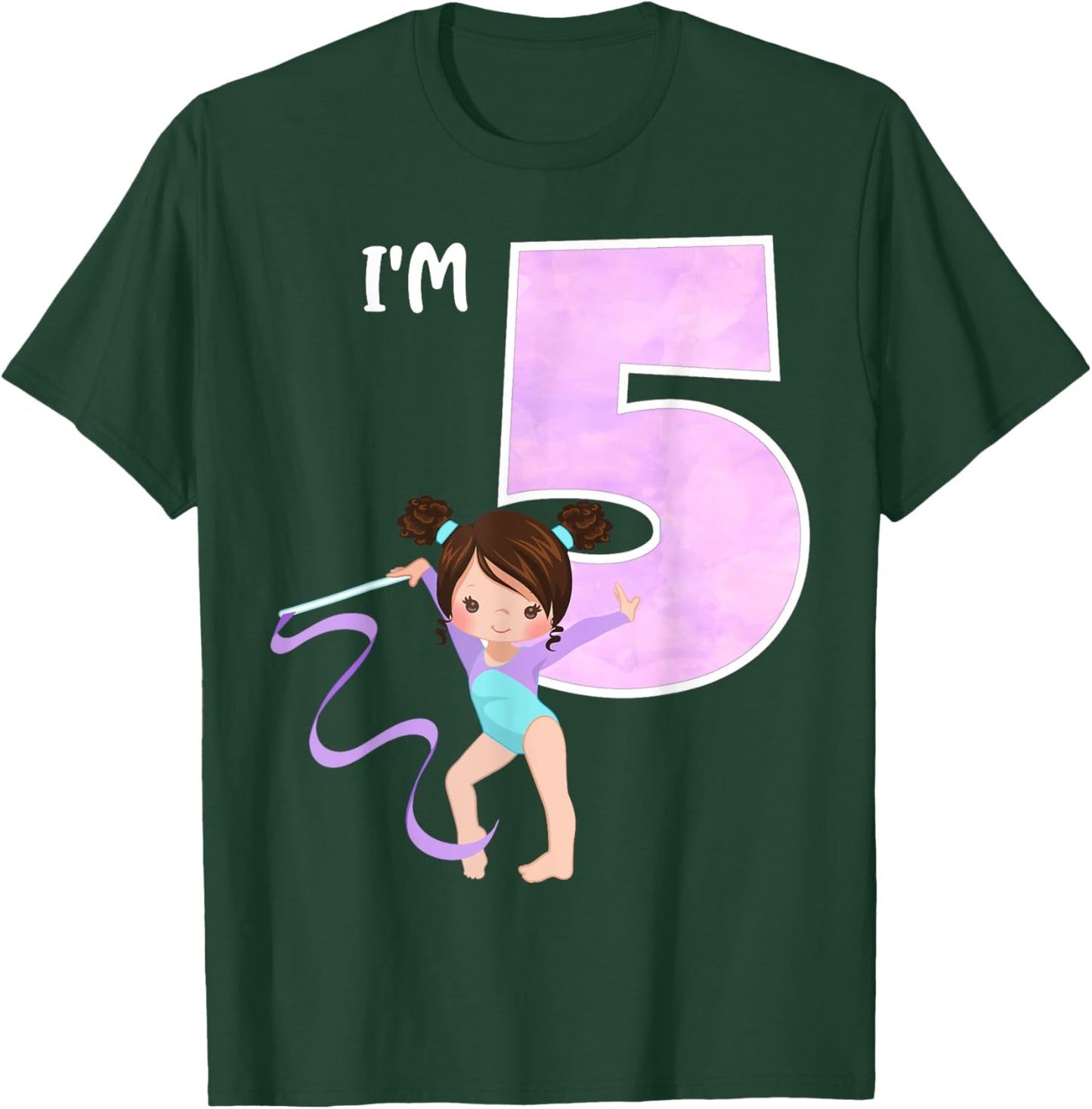 Girl's 5 Year Old Gymnast 5th Birthday Party Gymnastics T-Shirt - T-Shirt | Forest