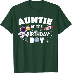 Auntie Of The Birthday Astronaut Boy Space Theme T-Shirt - T-Shirt | Forest