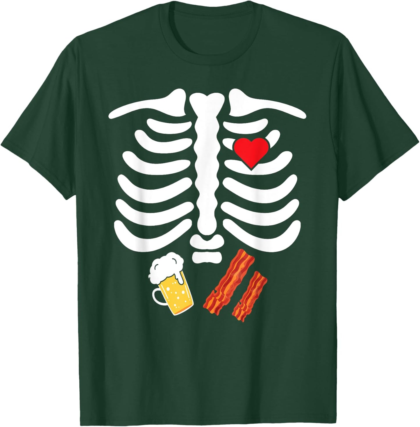 Halloween Skeleton Junk Food Belly Bacon Beer T Shirt T-Shirt - T-Shirt | Forest
