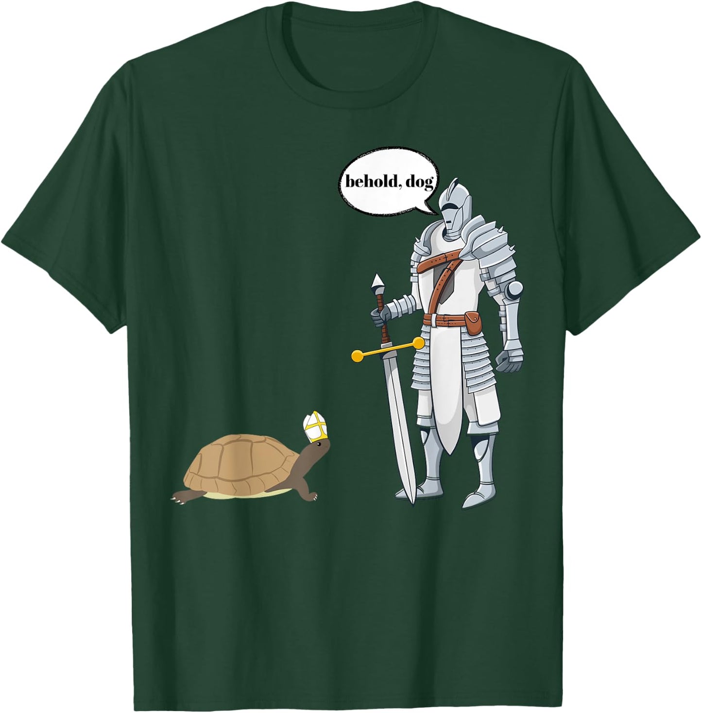Behold Dog Funny Turtle Wearing A Priest Hat Hilarious Gamer T-Shirt - T-Shirt | Forest