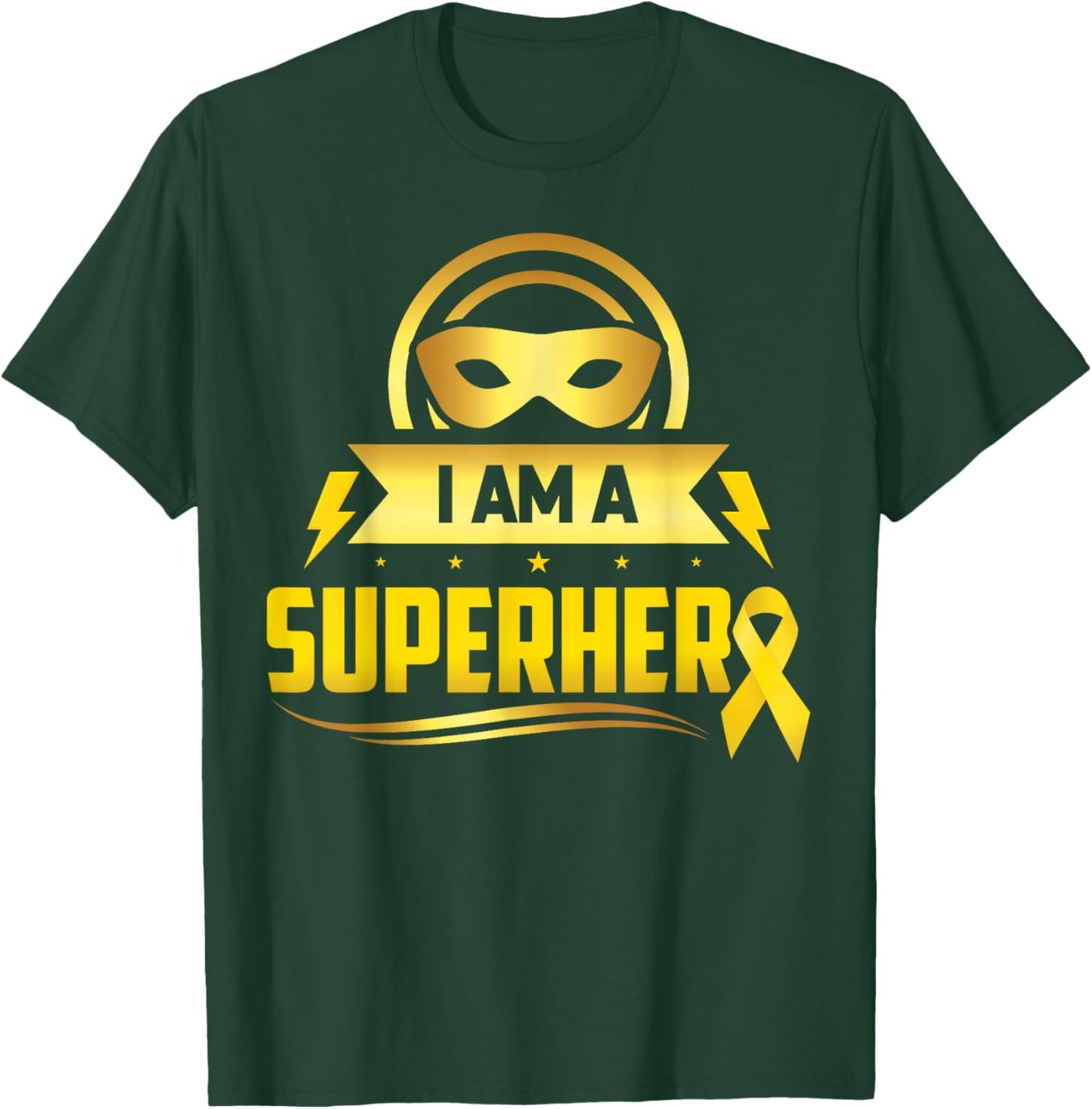Childhood Cancer I Am A Superhero Ribbon T-Shirt - T-Shirt | Forest