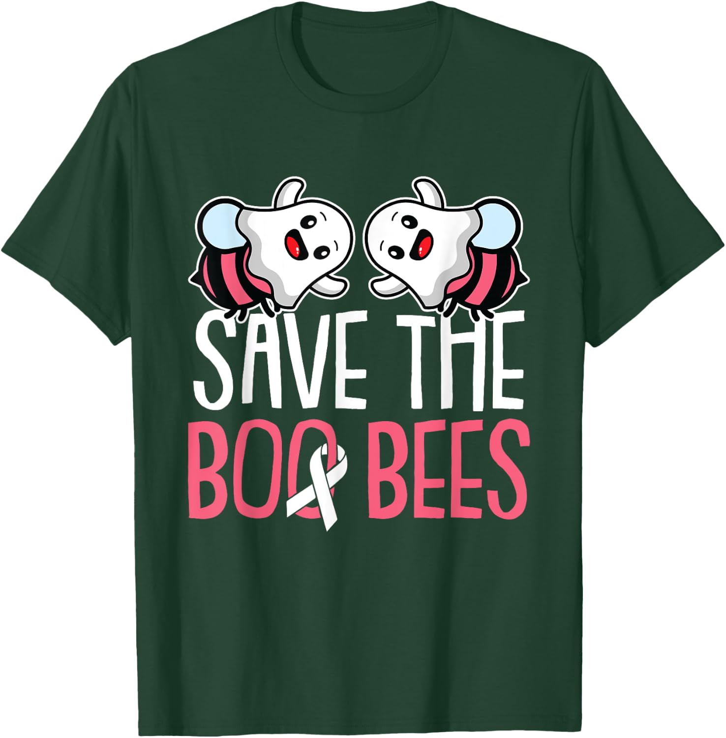 Save The Boo Bees Breast Cancer Awareness Warrior Survivor T-Shirt - T-Shirt | Forest