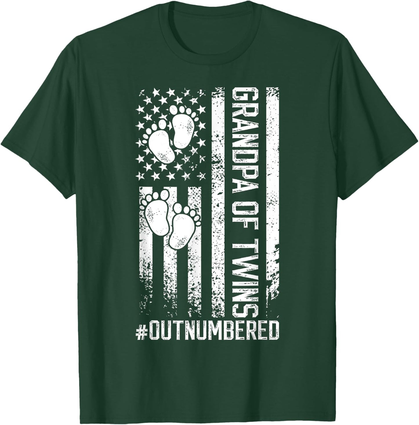 Twin Grandpa Of Twins Outnumbered Twin Grandfather T-Shirt - T-Shirt | Forest