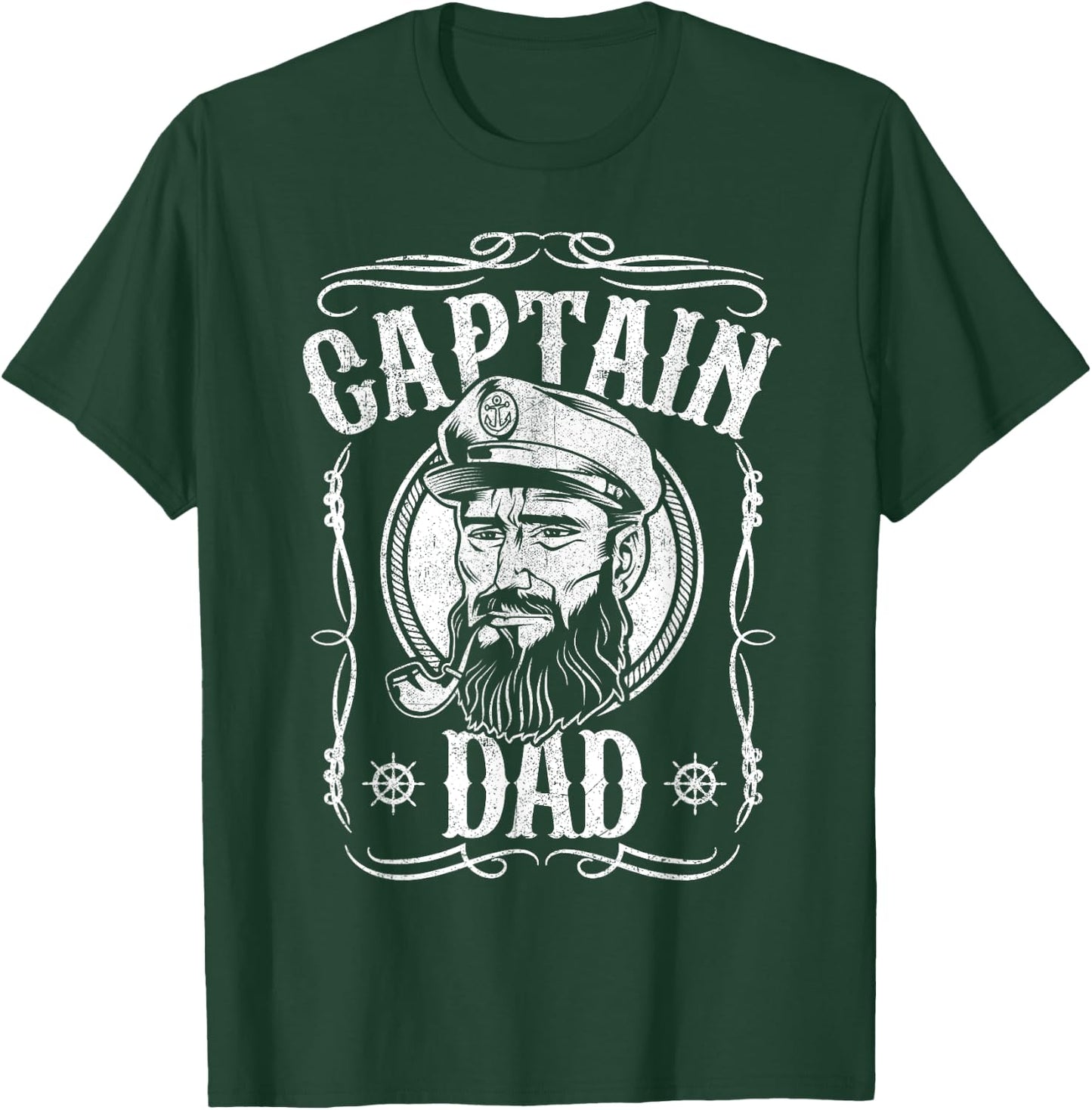 Funny Captain Dad Motor Boat Sailing Sailor Fathers Day Gift T-Shirt - T-Shirt | Forest