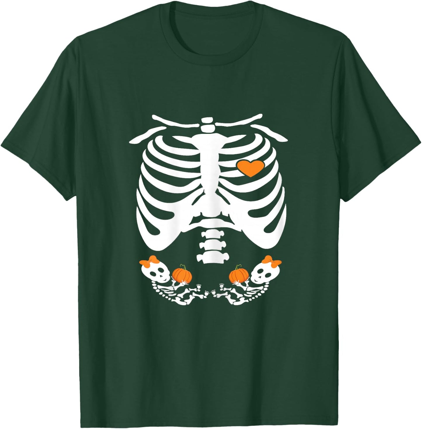Baby Skeleton Halloween Twins Pregnancy Announcement T-Shirt - T-Shirt | Forest