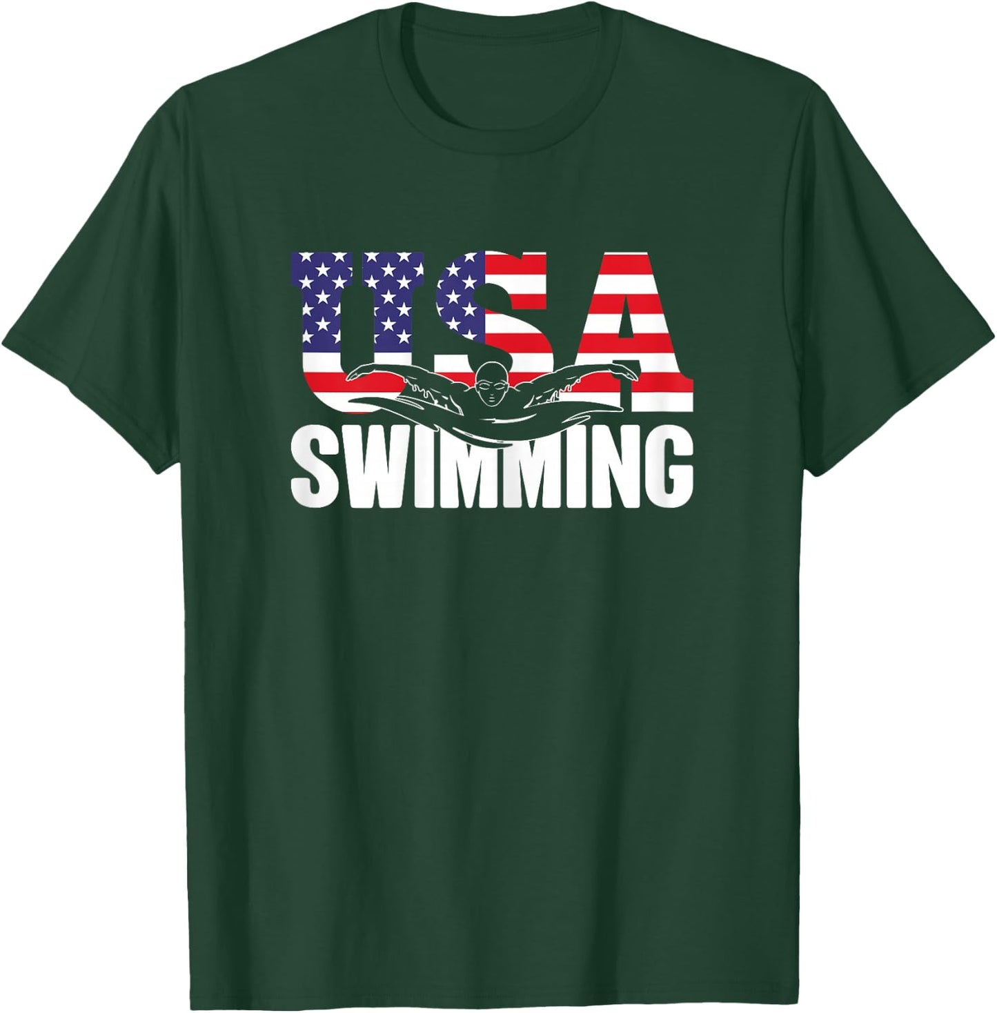 Swimming - US American Flag - Water, Swimmer & Swim T-Shirt - T-Shirt | Forest