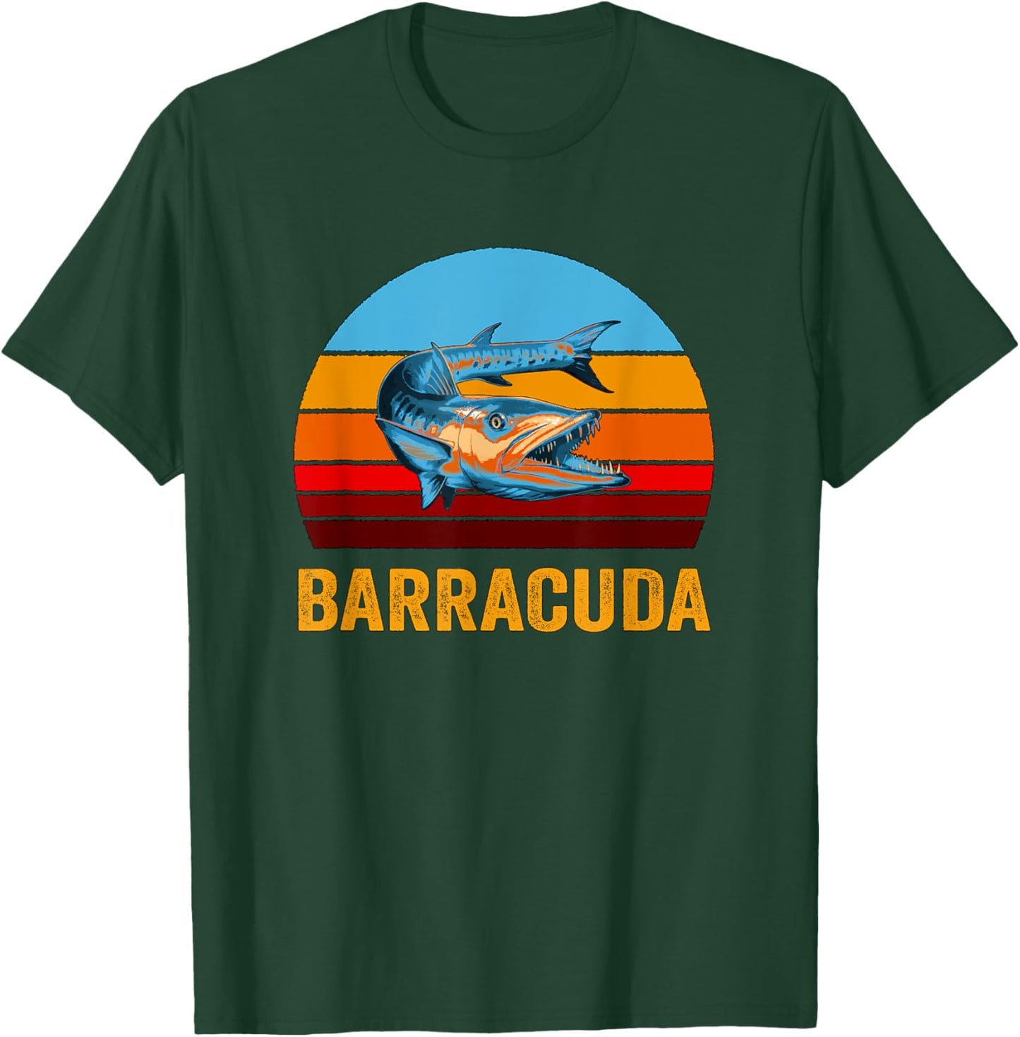 Retro Vintage Style Sunset Barracuda T-Shirt - T-Shirt | Forest