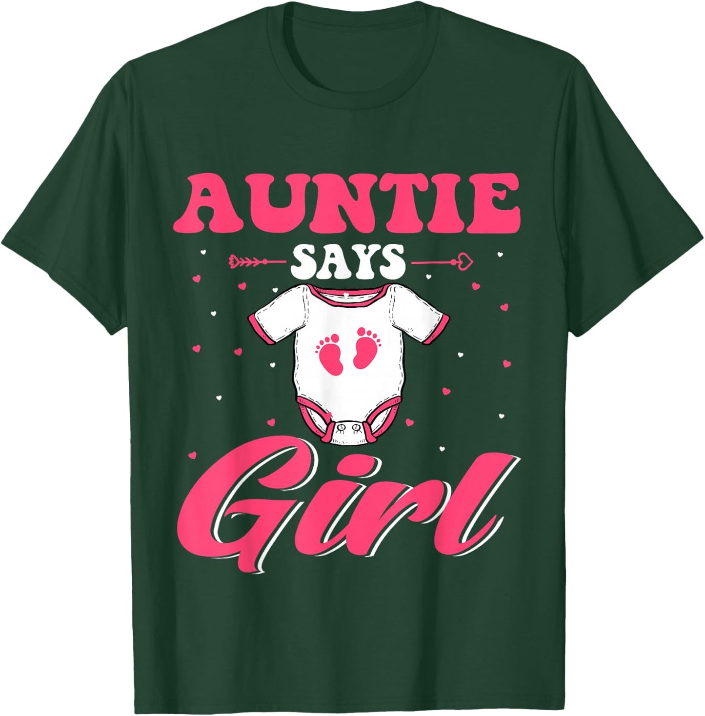 Gender Reveal Auntie says Girl Matching Family Party T-Shirt - T-Shirt | Forest