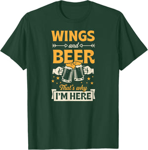 Wings And Beer That's Why I'm Here Funny Bar Crawl T-Shirt - T-Shirt | Forest