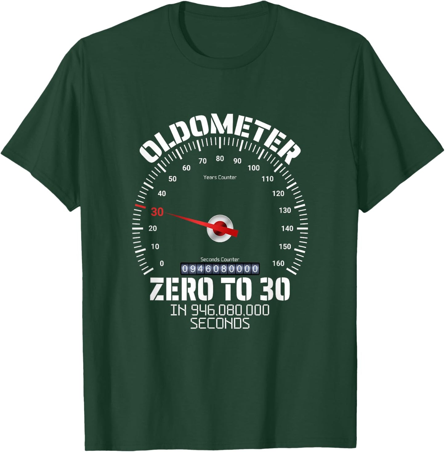 30th Birthday Oldometer Zero To 30 Years Funny 30th Birthday T-Shirt - T-Shirt | Forest
